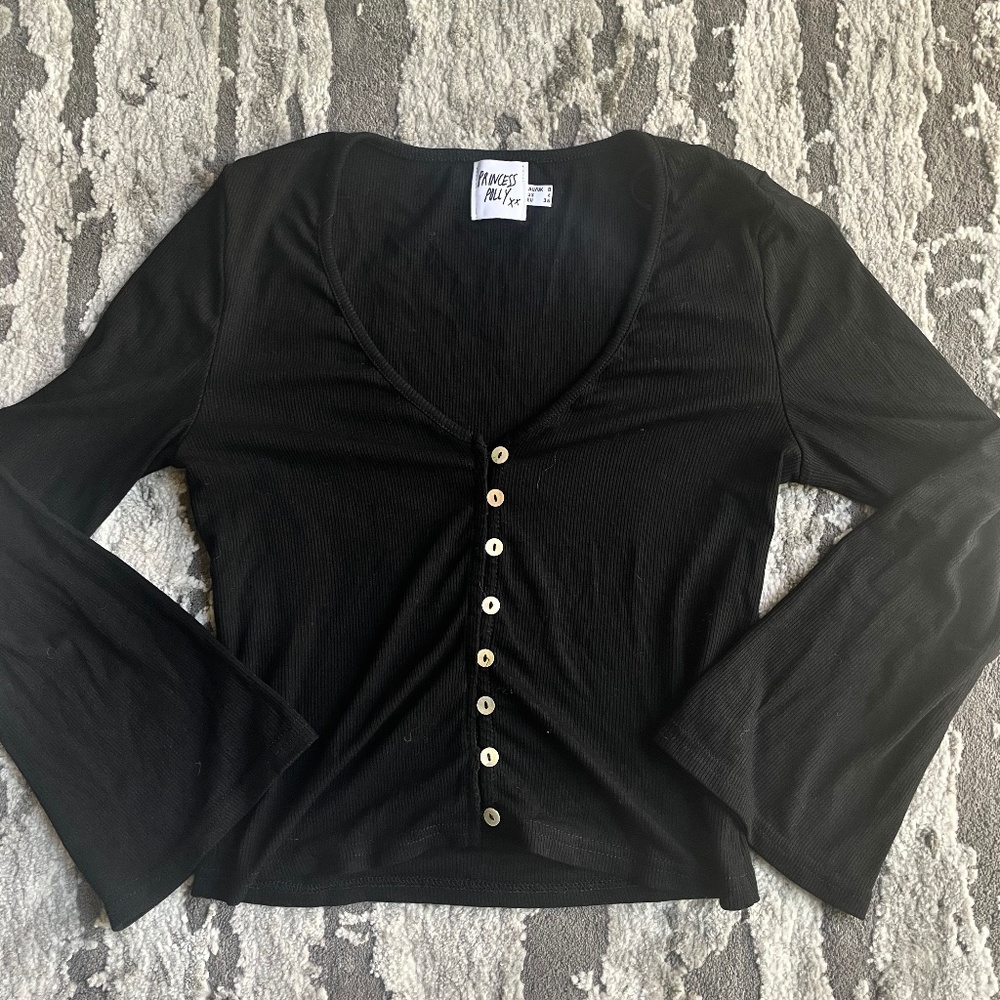 Princess Polly Black button down crop top